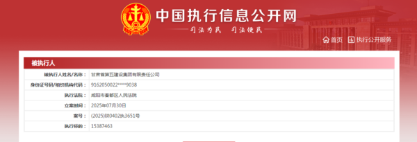 宇轩配资 甘肃建投麾下这一“主力企业”，被执行标的1500余万元